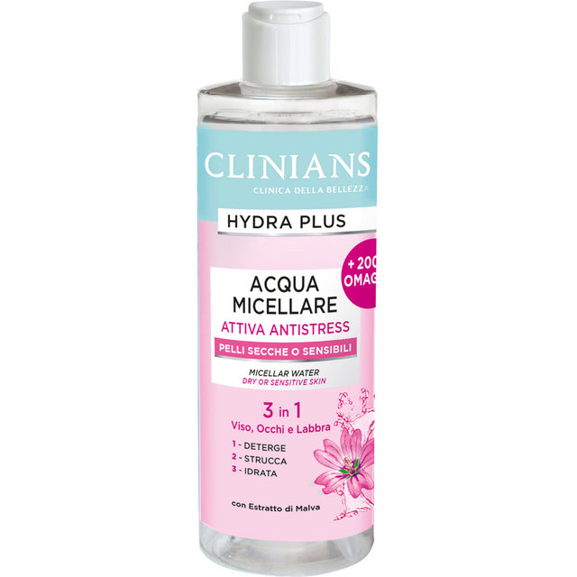 CLINIANS HYDRA PLUS ACQUA MICELLARE 3in1 ATTIVA ANTISTRESS PELLI SECCHE O SENSIBILI 400 ML
