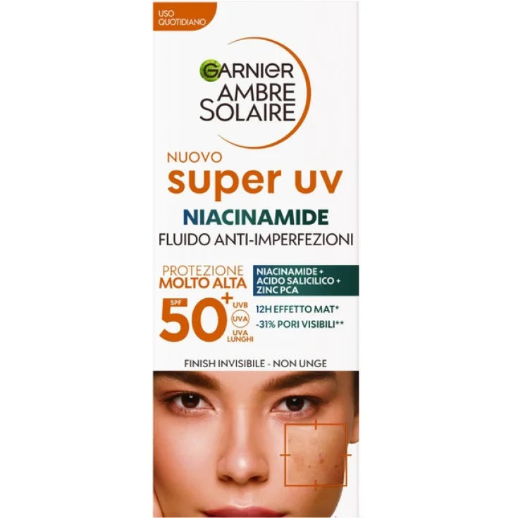 Garnier Ambre Solaire Fluido Anti Imperfezioni alla Niacinamide SPF50 40 ml