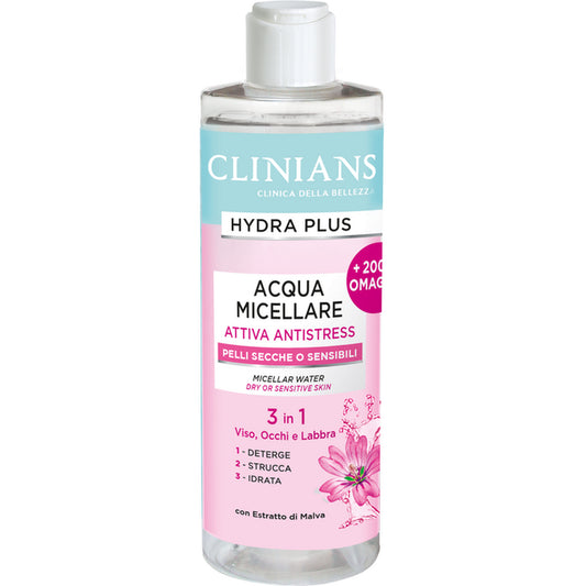 CLINIANS HYDRA PLUS ACQUA MICELLARE 3in1 ATTIVA ANTISTRESS PELLI SECCHE O SENSIBILI 400 ML