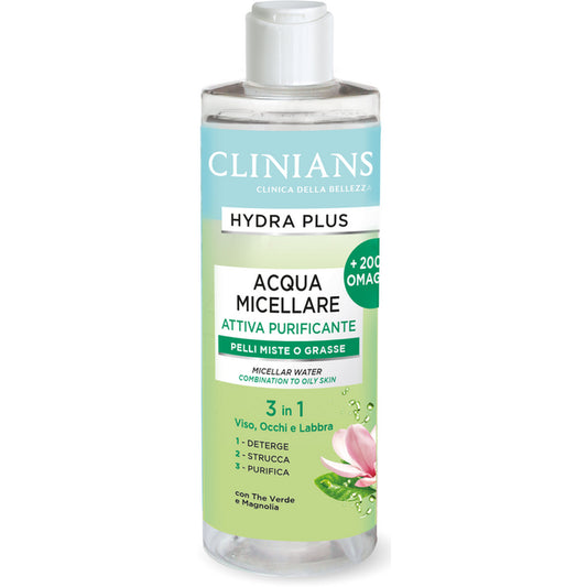 CLINIANS HYDRA PLUS ACQUA MICELLARE ATTIVA PURIFICANTE 3in1 PELLI MISTE O GRASSE 400 ML