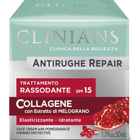 CLINIANS ANTIRUGHE REPAIR TRATTAMENTO RASSODODANTE SPF15 COLLAGENE CON ESTRATTO DI MELOGRANO 50 ML