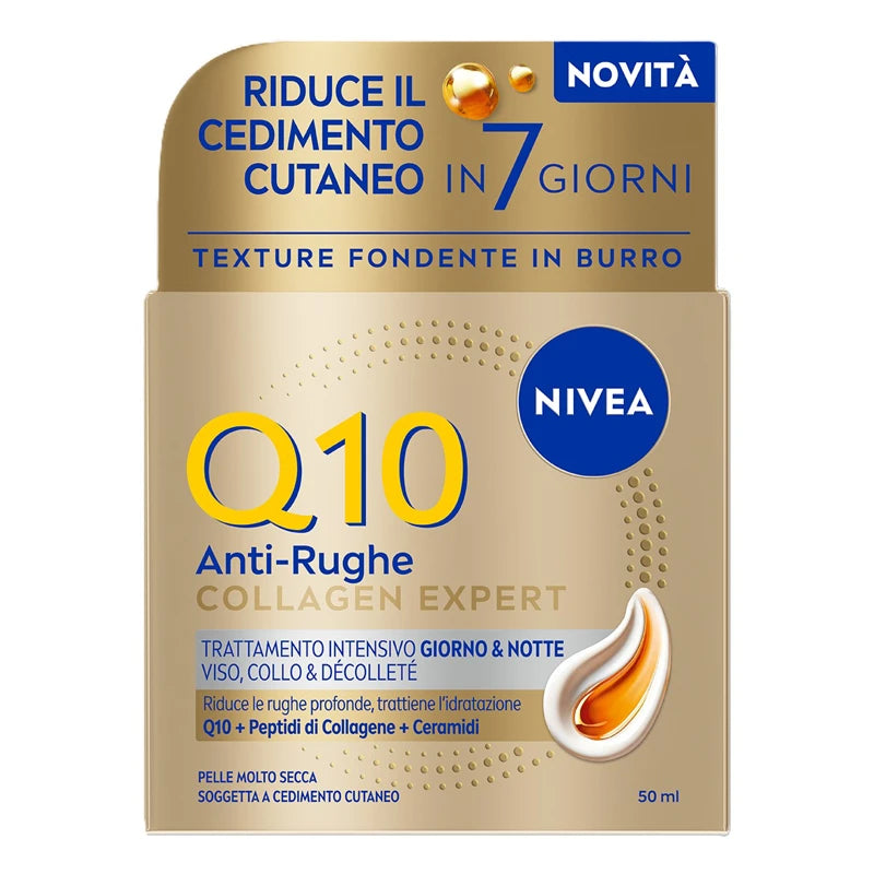 Nivea Q10 Anti-Rughe Collagen Expert Trattamento Intensivo Giorno&Notte Viso, Collo, Décolleté 50 ml