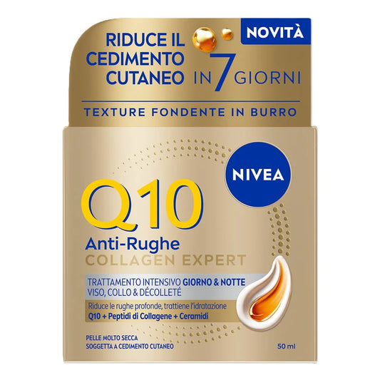 Nivea Q10 Anti-Rughe Collagen Expert Trattamento Intensivo Giorno&Notte Viso, Collo, Décolleté 50 ml