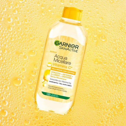 Garnier SkinActive Acqua Micellare Vitamina C per Pelli Spente Formula Ipoallergenica per Viso Occhi Labbra 400ml
