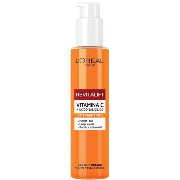 L'oreal Paris Revitalift Detergente Viso Purificante e Levigante Con Vitamina C e Acido Salicilico Adatto a Pelli Sensibili 150 Ml