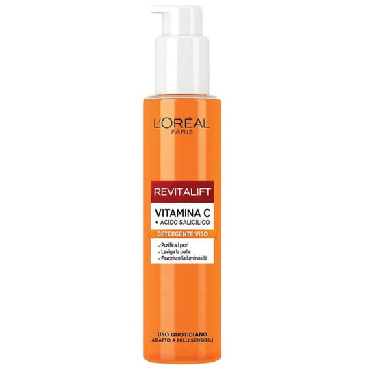 L'oreal Paris Revitalift Detergente Viso Purificante e Levigante Con Vitamina C e Acido Salicilico Adatto a Pelli Sensibili 150 Ml