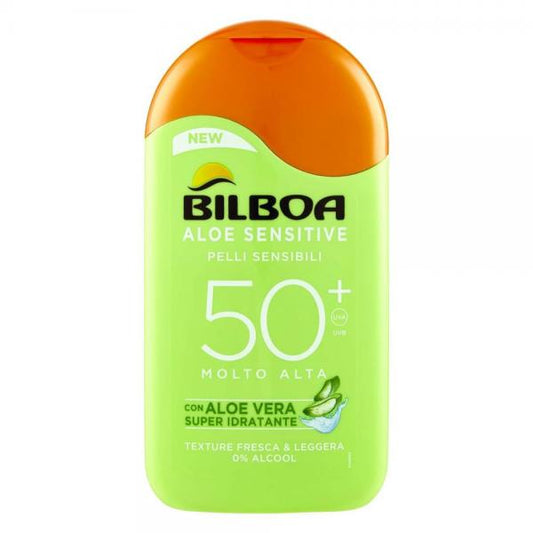 Bilboa Latte Solare Aloe Sensitive Con Protezione Alta 50 SPF Per Pelli Sensibili 200 Ml