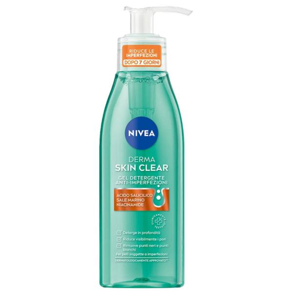 Nivea Derma Skin Clear Gel Detergente Anti-Imperfezioni Con Acido Salicilico - Sale Marino e Niacinamide 150 Ml