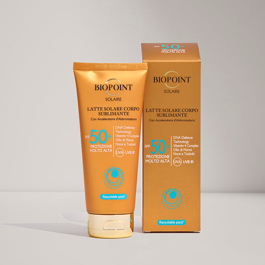 Latte corpo sublimante SPF50+